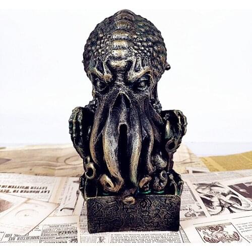 CTHULHU STATUE GREAT OLD ONES CTHULHU MYTHOS BUST HOWARD PHILLIPS LOVECRAFT RESIN ART CRAFT DESKTOP DECORATION OFFICE GIFT L2695
