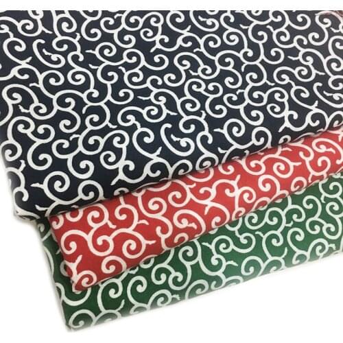Navy Blue Red Green Auspicious Clouds Cotton Fabric, Precut Fabric For Making Costume Jewelry Patchwork Quilting Japanese Fabric