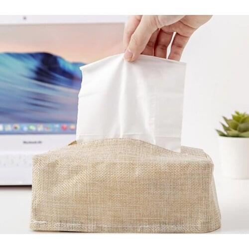 Fabric Table Top Decoration Household Car Storage Tissue Set Storage Box Creative Imitation Water Cotton Linen Storage TissueBox