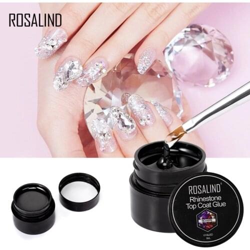 ROSALIND 2 in 1 Top Coat Glue Rhinestone Nail Gel 5ml Nail Polish All For Manicured Hybrid Rhinestne Varnish For Nail Art
