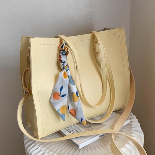 European Style Simple Scarf Large Tote Bags For Women Solid Color High Quality Work Ladies Shoulder Crossbody Bags Summer 2021