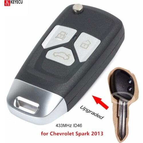 KEYECU Replacement New Upgraded Flip Remote Key Fob 433MHz ID46 Chip for Chevrolet Spark 2013