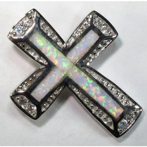 Fleure Esme luxury christmas Engagement pendant women Jewelry & Accessories vintage gifts white opal cross Rhodium Plated R4046