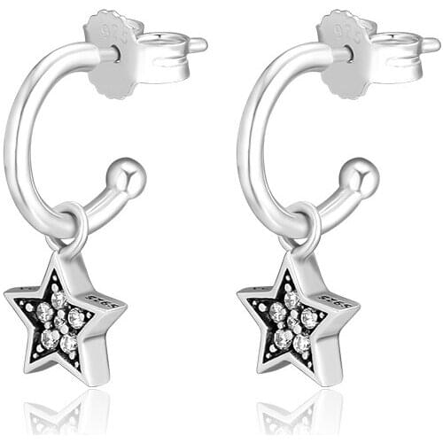 CKK Authentic 925 Sterling Silver Jewelry Starshine Drop Errings DIY Making For Women Free Shipping
