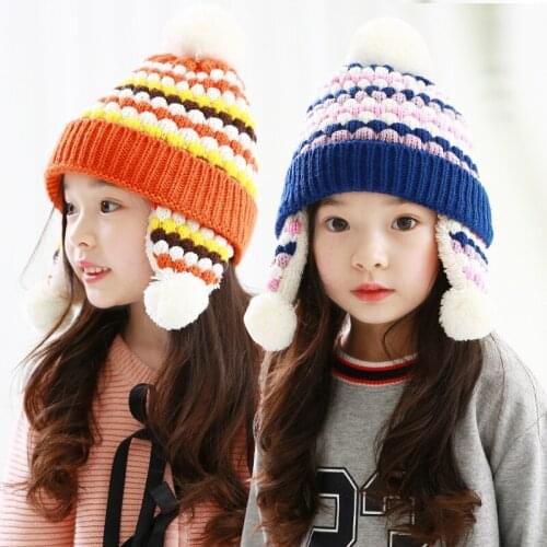 Baby Kid Girl Infant Winter Knitted Cap Warm Earmuffs Autumn Winter Woolen Beanie Hat for Baby 2-8 Years