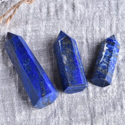 1PC Natural lapis lazuli hexagon Crystal Point Mineral Ornament energesis Healing Wand Family Home Decoration DIY Gift
