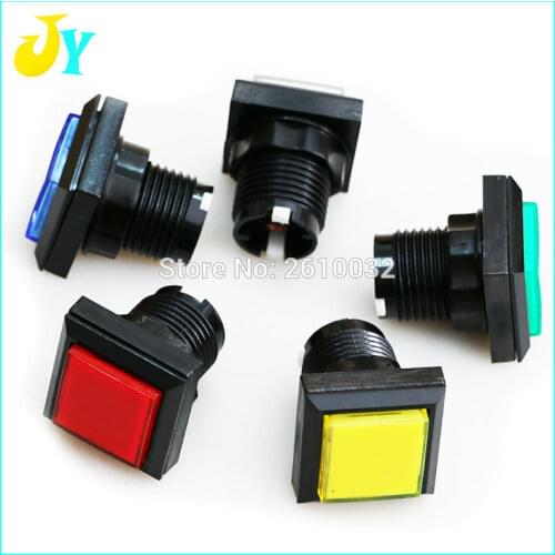 10 pcs 32mm Square Arcade Button LED Illuminated Push Button with Microswitch for Arcade Games (DC 12V, 5 colors)