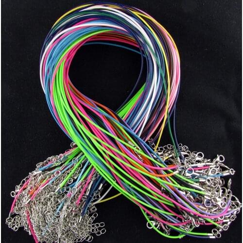 100pcs Wholesale 1.5mm Jewelry Wax Leather Korean Colorful Clasp Lobster Necklace Black Rope Cord Necklace Lanyard Pendant Cord
