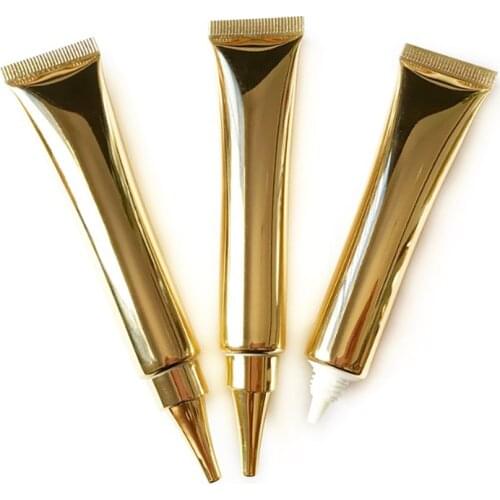 20ml Gold Lipgloss Tube Empty 20g Cosmetic Eye Collagen Cream Squeeze Soft Bottle Shiny Lip Plumper Oil Containers 50pcs/lot