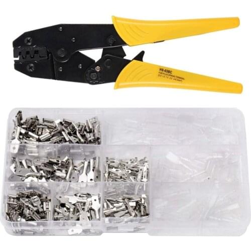 270Pcs 2.8/4.8/6.3mm Electrical Spade Crimp Wire Terminals Insulated Male Female Wire Connectors HS-03BC Crimping Plier Set