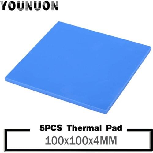 5PCS 100x100x4mm Thermal conductivity 3.2W CPU Heatsink Cooling Conductive Silicone Pad Thermal Pads