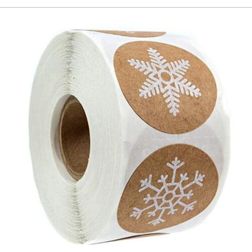 500Pcs/roll Round Christmas Stickers 6 styles Snowflake Holiday Sticker Halloween cute lable for scrapbooking Stationery Sticker