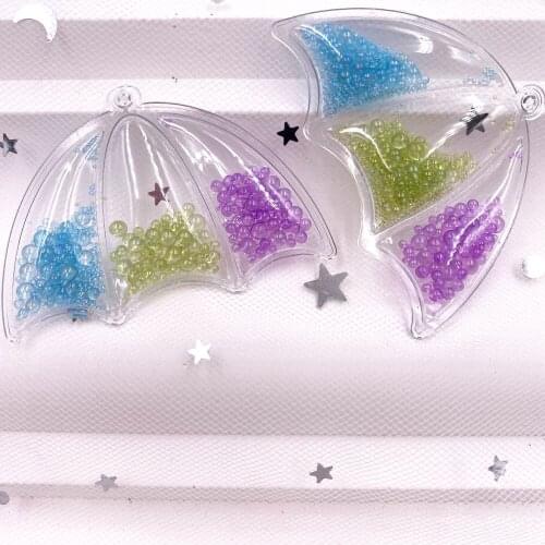 6Pcs Colorful Glitter PVC Filling Shake Beads Umbrella Christmas Applique Making Hair Clip Accessories Decor DIY Craft E540