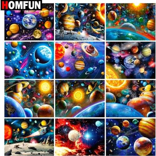 HOMFUN Diy Full Square Round Drill 5D Diamond Painting Cross Stitch Diamond Embroidery "Space stars scenery" Home Decor Gift