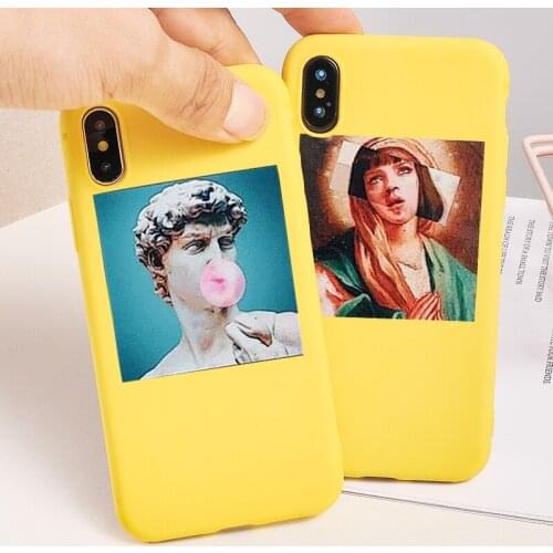 Funny Statue Phone Case For iPhone 6 6s 7 8 Plus X S XR XSMAX 5 Case Classical Silicone Popular Vintage David Candy Color Cover