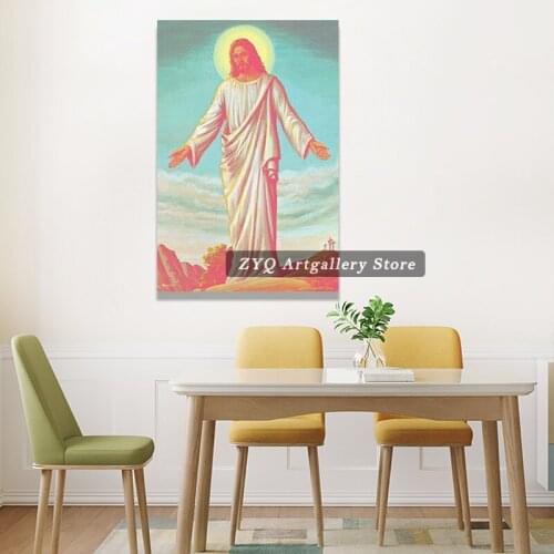 Jesus Christ Resurrection Religious Christian Inspirational Vintage 70s Aesthetic Hippie Decor For Living Room Artwork Canvas P