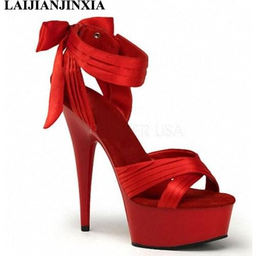 LAIJIANJINXIA Summer Sexy 15cm Thin High-Heels Shoes Ankle Strap Nightclub Pole Dancing Shoes Open Toe Sandals Dance Shoes