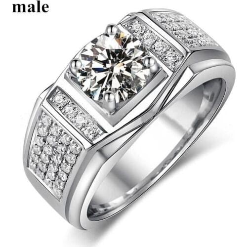 Fashion Heart Ring His and Hers White Zircon Silver Color Couple Lovers Wedding Engagement Ring Gift