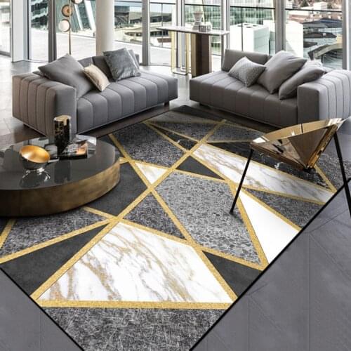 Fashion Modern Black White Gray Marble Gold Line Cross Doormat Bedroom Living Room Kitchen Bedside Anti-slip Carpet Floor Mat