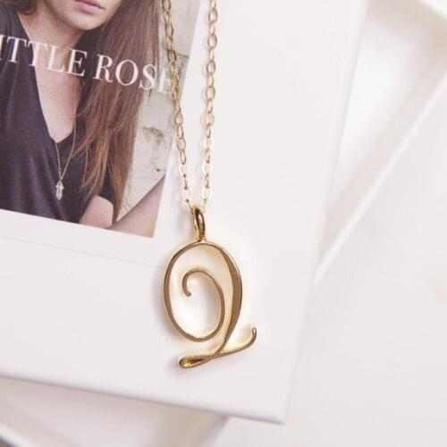 Initial Q Letter Monogram Necklace Jewelry Minimalists Cursive Letter Q Charm Name Letter Women Fashion Necklace Jewelry