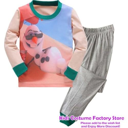 2-7Y Spring Autumn Kids animal Sleepwear Boys Girls LongSleeved Pajamas Dinosaur Cat Cartoon 2pcs/set Childrens Pyjama