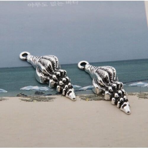 10pcs Silver Color Conch Sea Snail Charms Marine Organism Pendant Bracelet Necklaces Jewelry Wholesale
