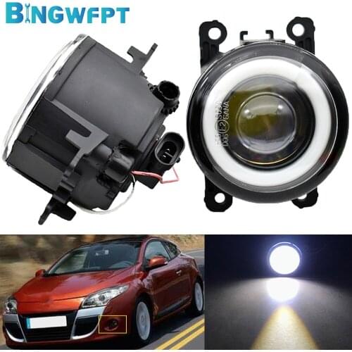 2PCS For Renault Duster Megane Renault Sandero Stepway Fog Light Angel Eye Car H11 LED 12V Fog Lamp Assembly