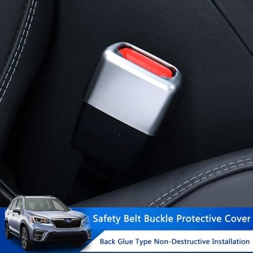 QHCP Car Seat Belt Buckle Protective Cover Safety Decorative Sticker ABS For Subaru Forester 2019 2020 2021 Interior Accessories
