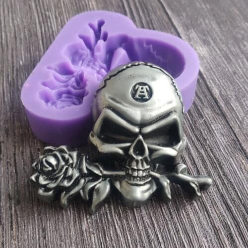 Cranial Skeleton Rose Silicone Fondant Mould Cake Decorating Tools Chocolate Gumpaste Molds, Sugarcraft, Kitchen Gadget