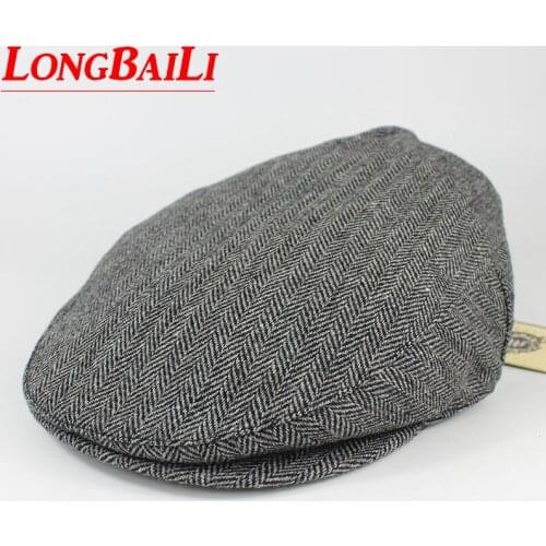 Wool Cotton Blends Mens Lining Newsboy Cap Men Duckbill Flat Beret Caps Free Shipping PBFE004