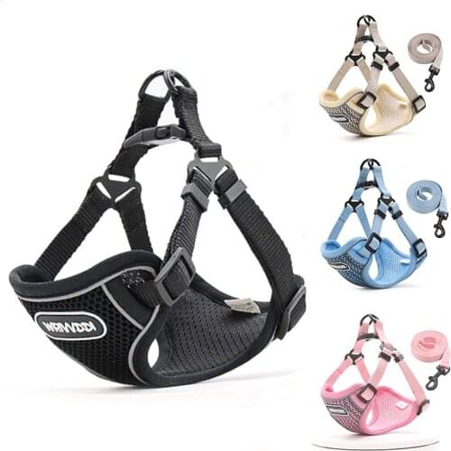 NEW Dog Harness Vest Adjustable Soft Breathable Dog Harness Mesh Vest Harness Dog Chest Strap Dog Harness Lead Leash Dropshippin
