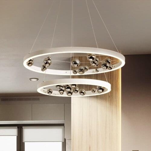 Modern glass chandelier creative personality living room Led chandeliers Nordic restaurant lamp cafe bar clothing store lighting