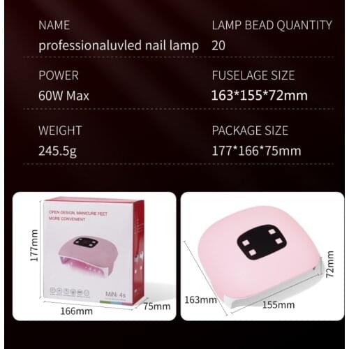 Nail Dryer 60W UV LED Nail Lamp Dual Light Bead Nail Phototherapy Light Infrared Smart Sensor for Curing Gel Nail Polish C1FF