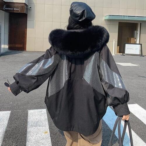 Korean Thickened Fox Fur Collar Womens Jacket 2021 Winter Fashion Detachable Fur Lining Warm Coat Casual Jacket Women