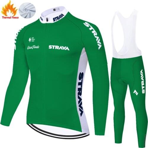 Strava Winter Thermal Fleece Cycling Set Equipamento Bike Jersey Men Completo Maillot Ciclismo Hombre Fietskleding Heren