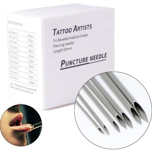10PCS-100PCS Disposable Sterile Piercing Needles Medical Grade Tattoo Supply Ear Nose Tongue Lip Navel Piercing Tools 10-20G