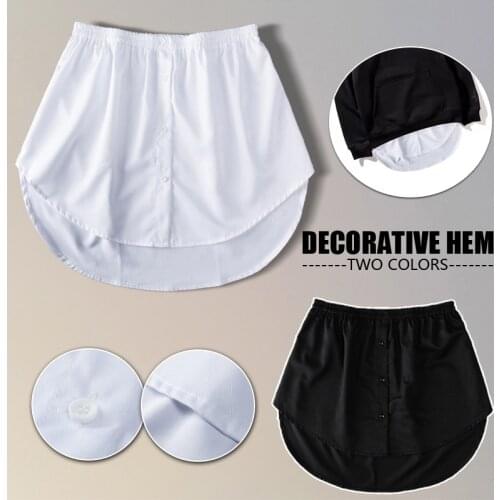 2pcs Women Fake Shirt Tail Irregular Skirt False Blouse Tail Hem Cotton Detachable Underskirt