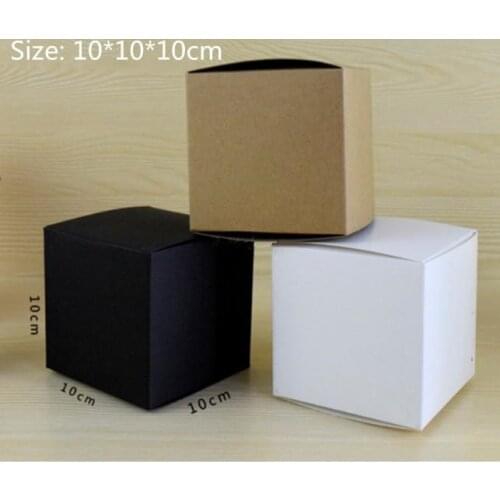 20pcs/lot-10*10*10cm White Black Kraft Gift Box Cosmetic Bottle Jar Box Craft Handmade Soap Candle Storage Boxes valve tubes