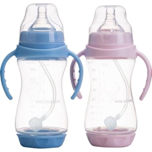 210ml &270ml Baby Bottle With Nipple Double Handle Anti-flatulence Design Drinking Cup For Infant Toddler Wide Caliber PP bottle