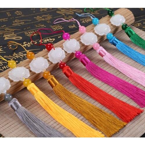 10Pcs/Pack New Style Imitation Jade Lotus Tassel Pendant Jade Hanging Ear Vertical Tassel Ancient Costume Accessories Festival