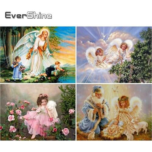 EverShine Diamond Embroidery Angel Picture Rhinestone 5D Diamond Painting Portrait Elfin Crystal Mosaic Home Decoration