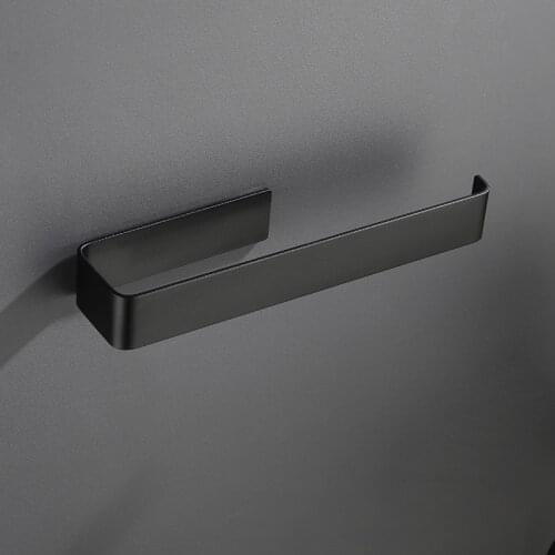 Aluminum Bathroom Accessories Towel Ring Black Towel Bar Free Punch 3M Tape Clothes Holder Fabric Rack for Kitchen