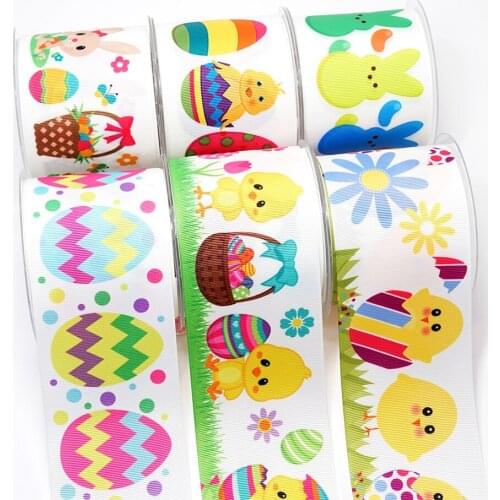Free shipping 3 Inch 75mm 38mm 25 mm Easter Day 50 yard Cartoon printed grosgrain ribbon 967