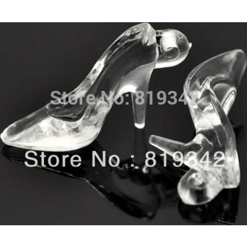Free Shipping 60pcs Clear Acrylic High-heel Shoe Charm Pendants 38x21x12mm Findings Wholesale