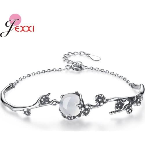 Free Shipping 925 Silver Bracelets Bangles Sterling Silver 925 Retro Jewelry for Woman Girl Chrsitams Hallowmas Celebration