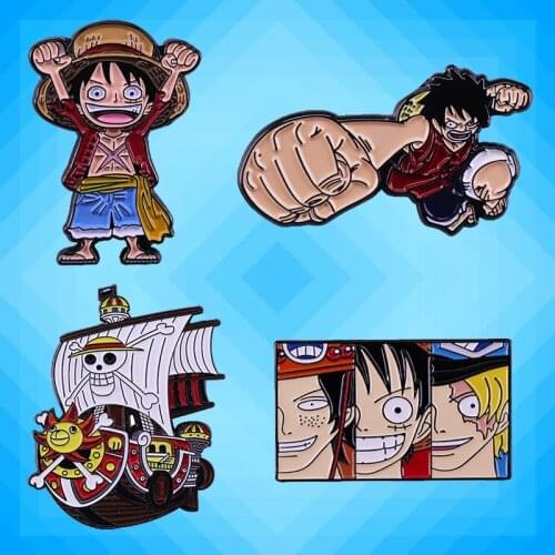Anime Brooch Pins Ace Sabo Luffy ASL Brothers Enamel Pin Badge Thousand Sunny Ship Brooches Fans Jewelry Accessories