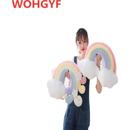 Sky Series Rainbow Cloud Plush Pillow Baby Sleep Pillow Moon/Lucky Star/Shell/star Home Decor Birthday Gifts for Children Girls