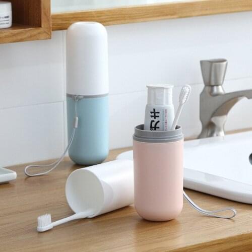 Two-color travel wash cup with lanyard toothbrush cup portable squeeze toothpaste mouth cup