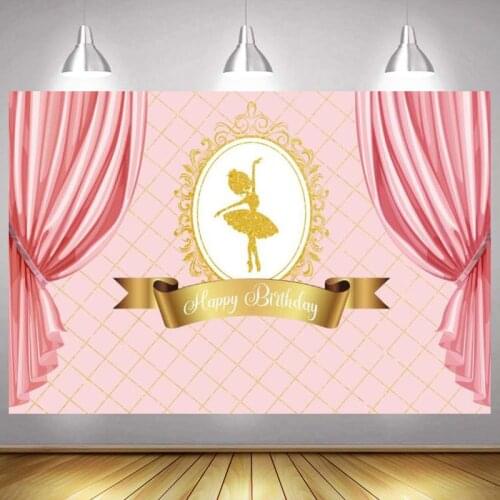 Pink Angel Curtain Photo Backdrop Girls Newborn Baby Happy Birthday Party Decoration Princess Photography Backgrounds Banner