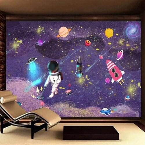 Custom Photo Wallpaper 3D Hand Drawn Cartoon Childrens Room Mural Watercolor Sky Universe Fresco Self-Adhesive Waterproof Decor